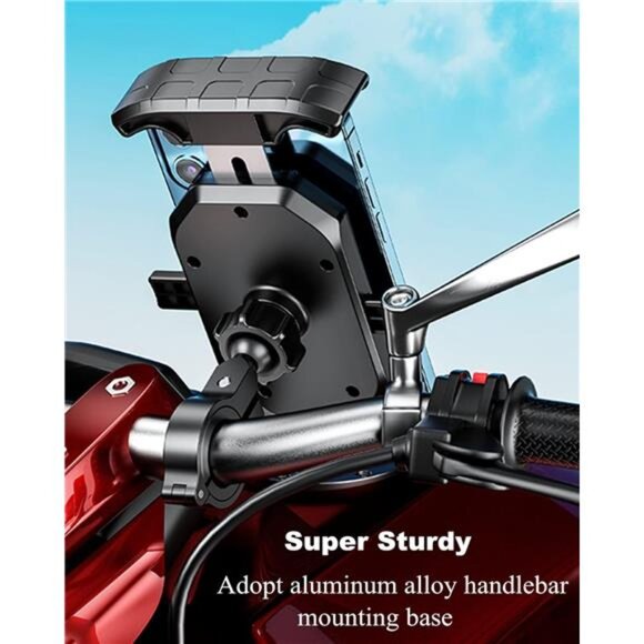 Motorcycle Phone Mount, [1s Lock] [One Hand Operation] Bike Phone Mount - Picture 4 of 16